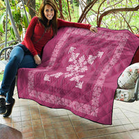 Hawaiian Quilt Block Design Quilt Pink Hawaii Culture Motifs - Polynesian Pride
