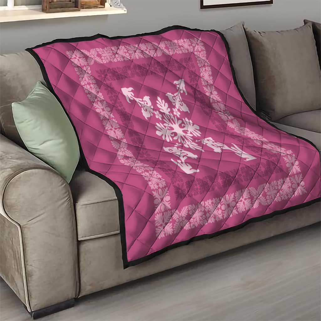 Hawaiian Quilt Block Design Quilt Pink Hawaii Culture Motifs - Polynesian Pride