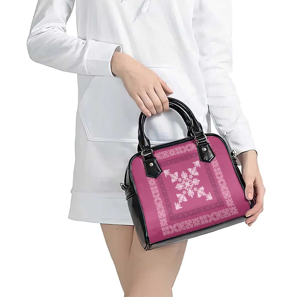 Hawaiian Quilt Block Design Shoulder Handbag Pink Hawaii Culture Motifs - Polynesian Pride
