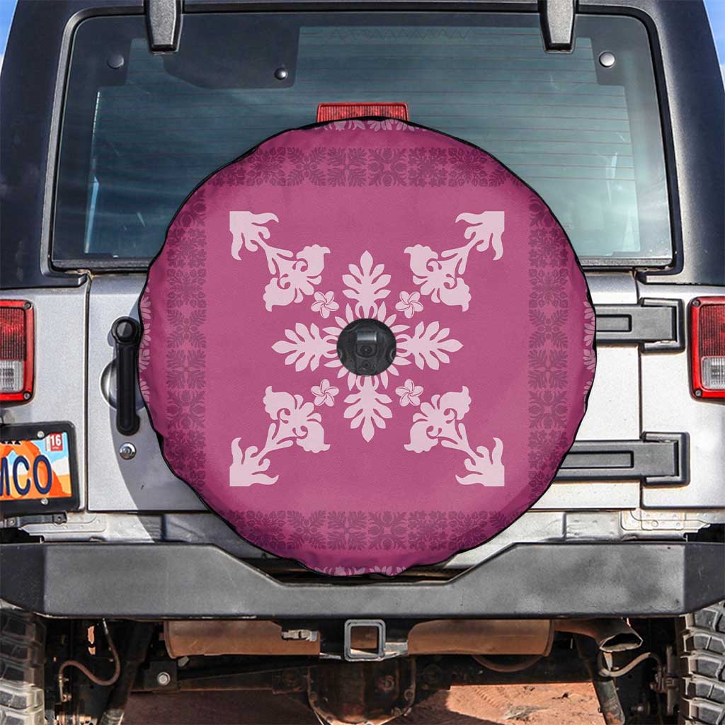 Hawaiian Quilt Block Design Spare Tire Cover Pink Hawaii Culture Motifs LT9 Pink - Polynesian Pride