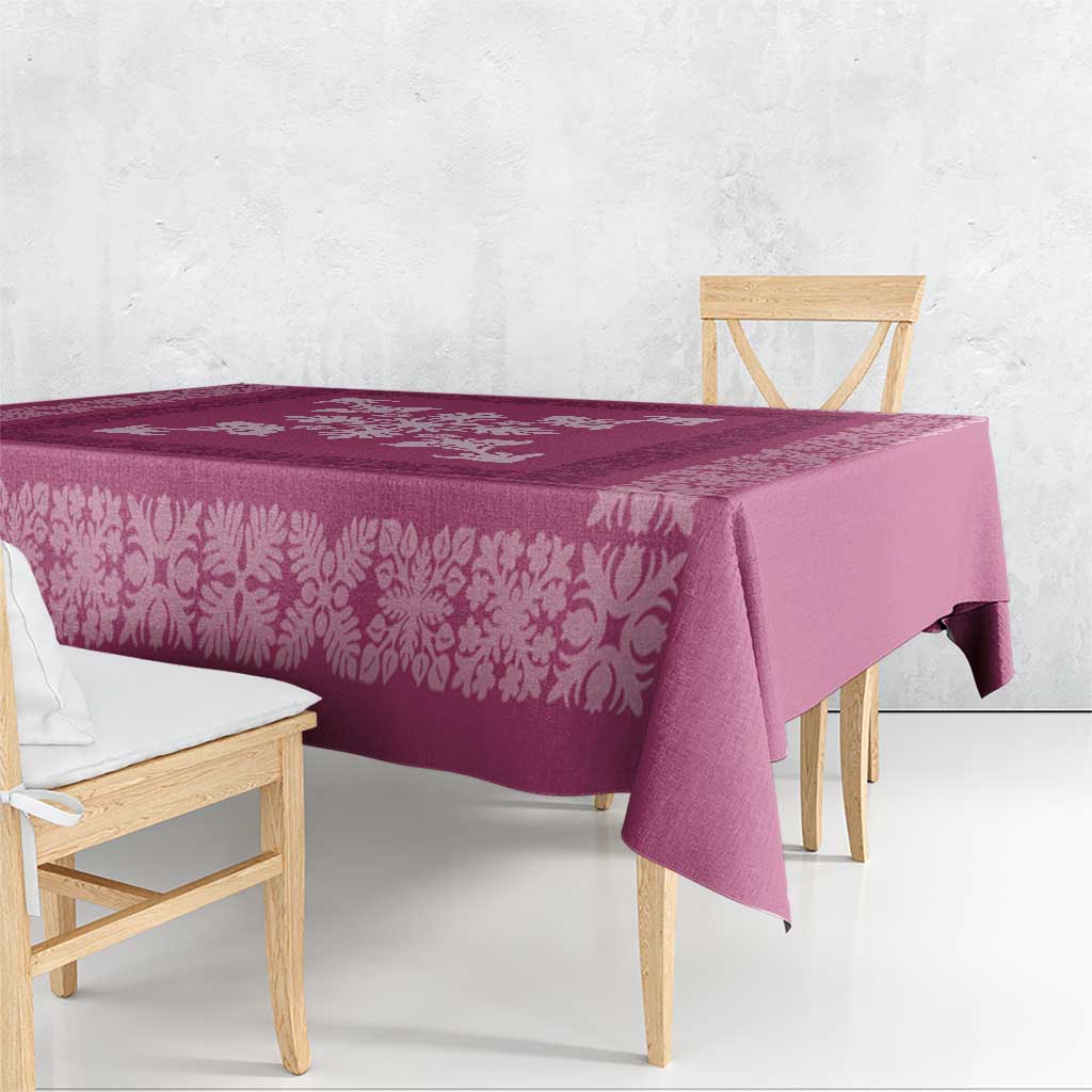 Hawaiian Quilt Block Design Tablecloth Pink Hawaii Culture Motifs - Polynesian Pride