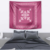 Hawaiian Quilt Block Design Tapestry Pink Hawaii Culture Motifs LT9 - Polynesian Pride