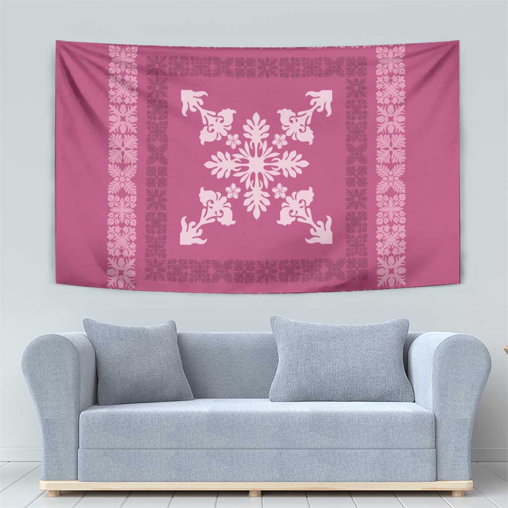 Hawaiian Quilt Block Design Tapestry Pink Hawaii Culture Motifs LT9 - Polynesian Pride