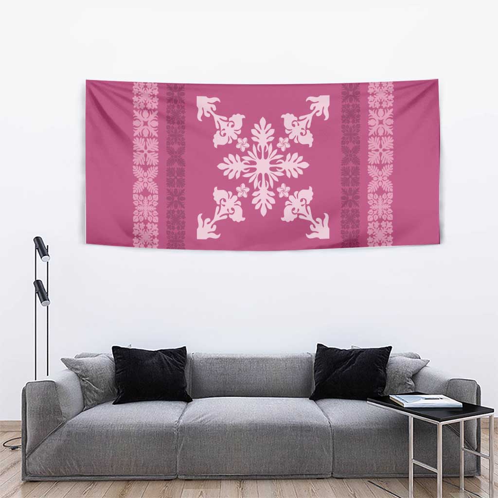 Hawaiian Quilt Block Design Tapestry Pink Hawaii Culture Motifs LT9 - Polynesian Pride