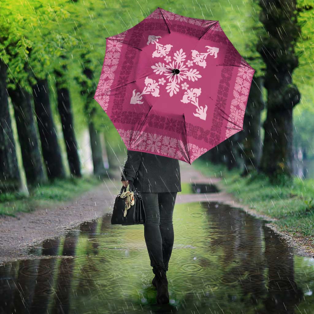 Hawaiian Quilt Block Design Umbrella Pink Hawaii Culture Motifs LT9 - Polynesian Pride