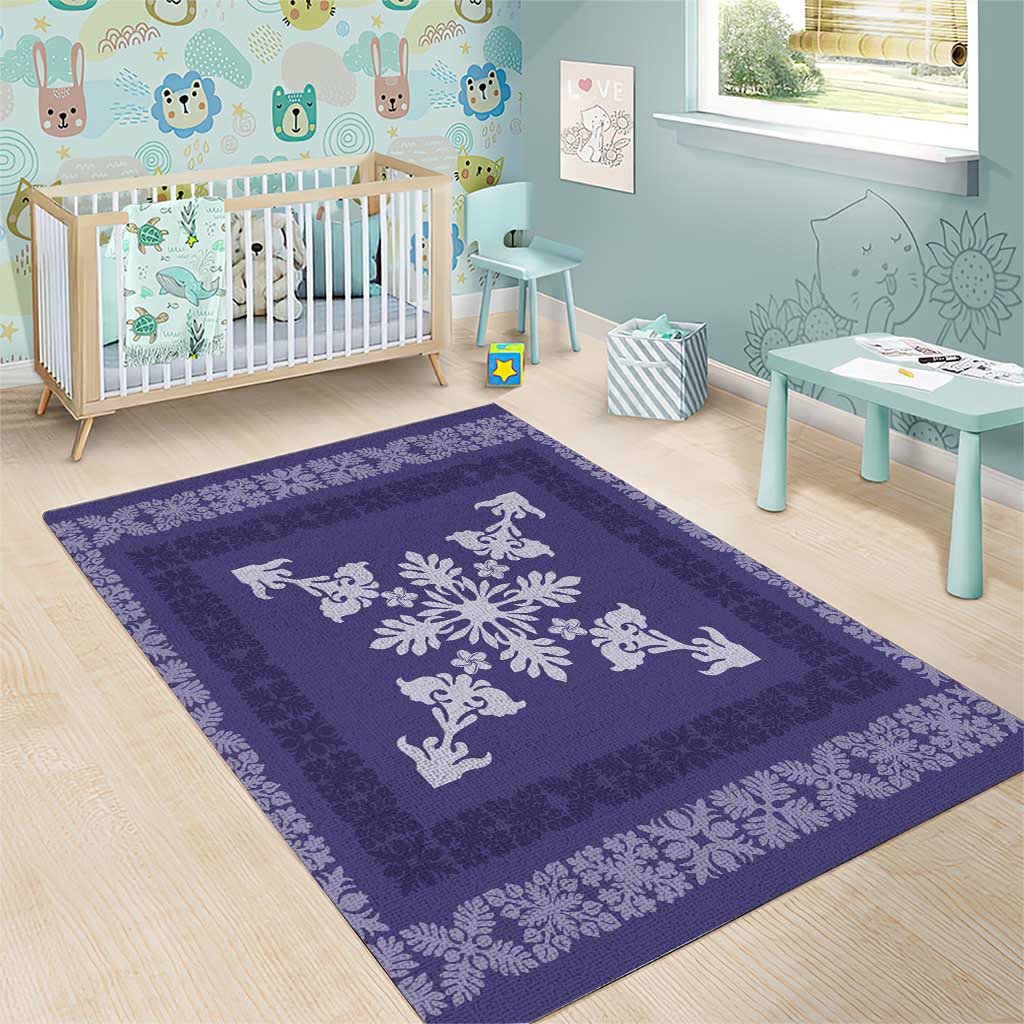 Hawaiian Quilt Block Design Area Rug Purple Hawaii Culture Motifs - Polynesian Pride