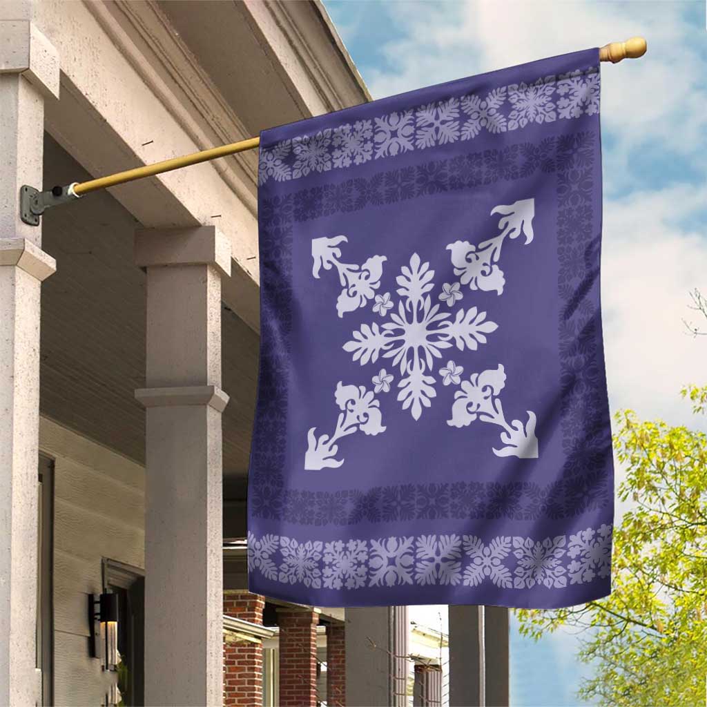 Hawaiian Quilt Block Design Garden Flag Purple Hawaii Culture Motifs - Polynesian Pride