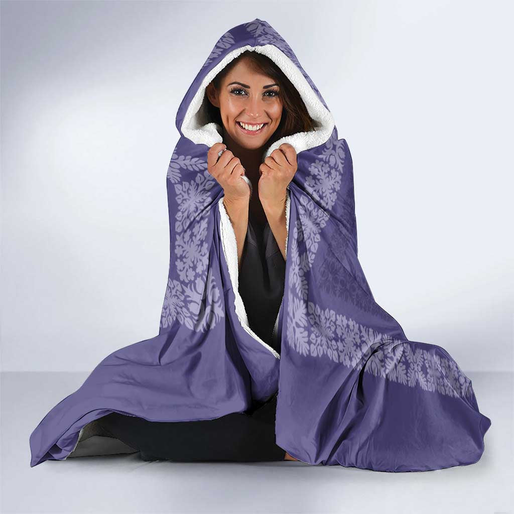 Hawaiian Quilt Block Design Hooded Blanket Purple Hawaii Culture Motifs - Polynesian Pride