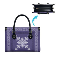 Hawaiian Quilt Block Design Leather Bag Purple Hawaii Culture Motifs - Polynesian Pride