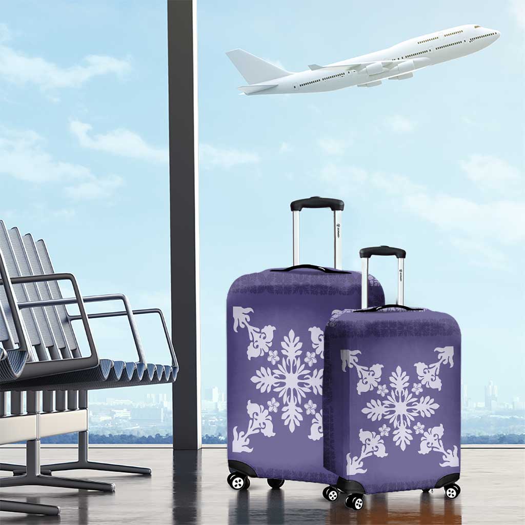 Hawaiian Quilt Block Design Luggage Cover Purple Hawaii Culture Motifs - Polynesian Pride