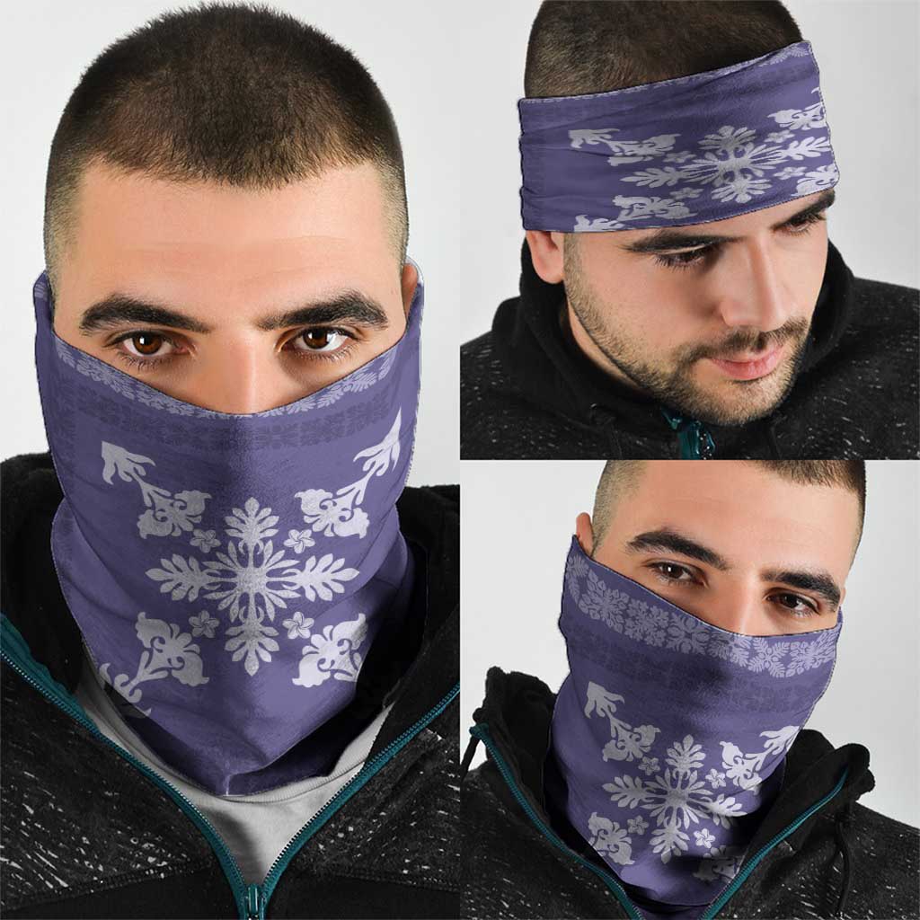 Hawaiian Quilt Block Design Neck Gaiter Purple Hawaii Culture Motifs - Polynesian Pride