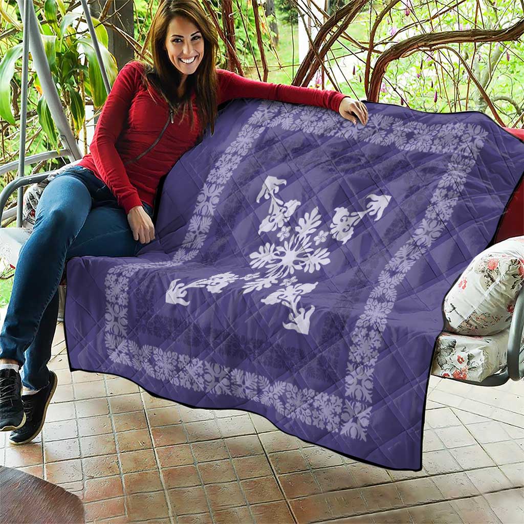 Hawaiian Quilt Block Design Quilt Purple Hawaii Culture Motifs - Polynesian Pride