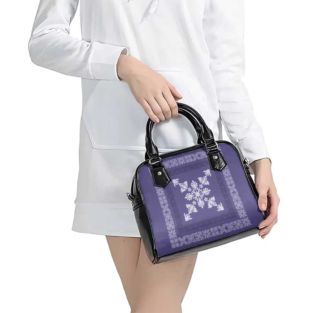 Hawaiian Quilt Block Design Shoulder Handbag Purple Hawaii Culture Motifs - Polynesian Pride