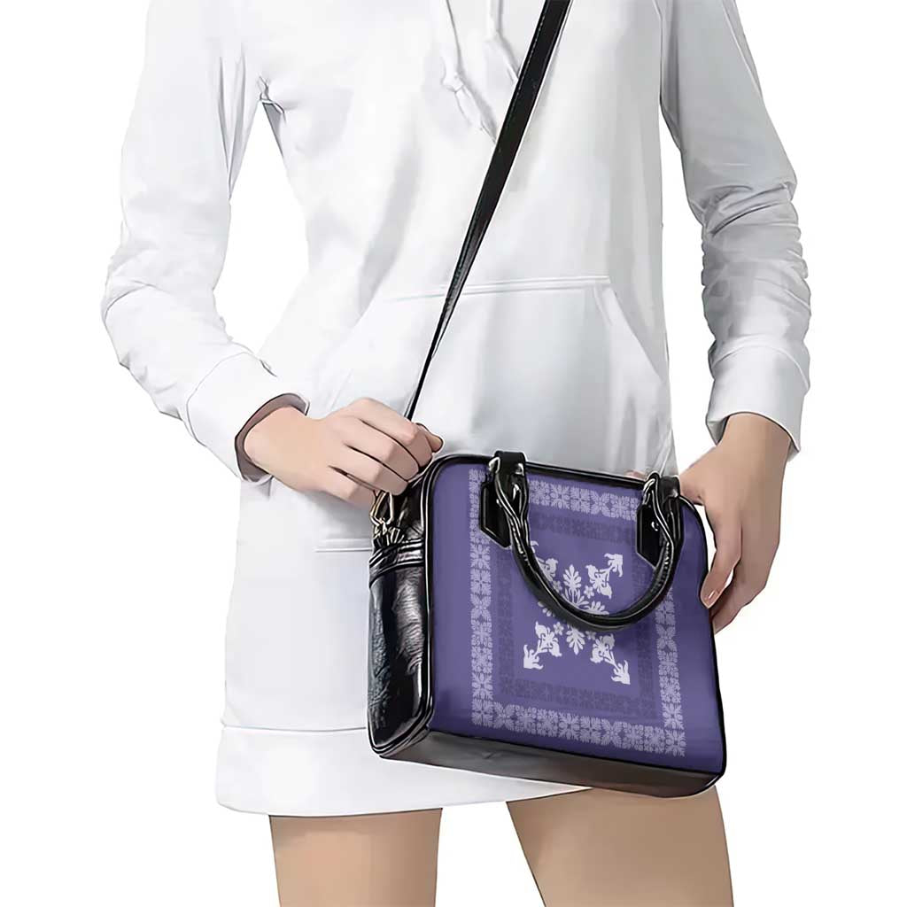 Hawaiian Quilt Block Design Shoulder Handbag Purple Hawaii Culture Motifs - Polynesian Pride