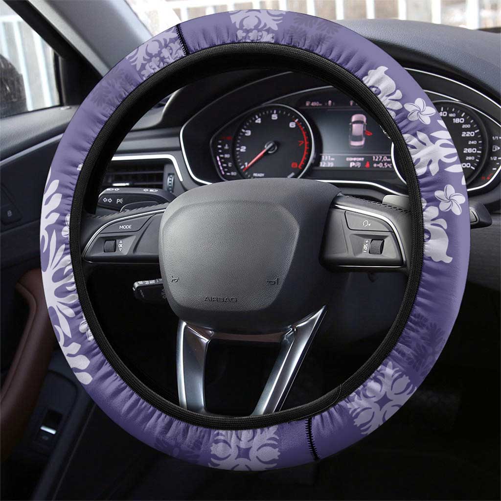 Hawaiian Quilt Block Design Steering Wheel Cover Purple Hawaii Culture Motifs - Polynesian Pride