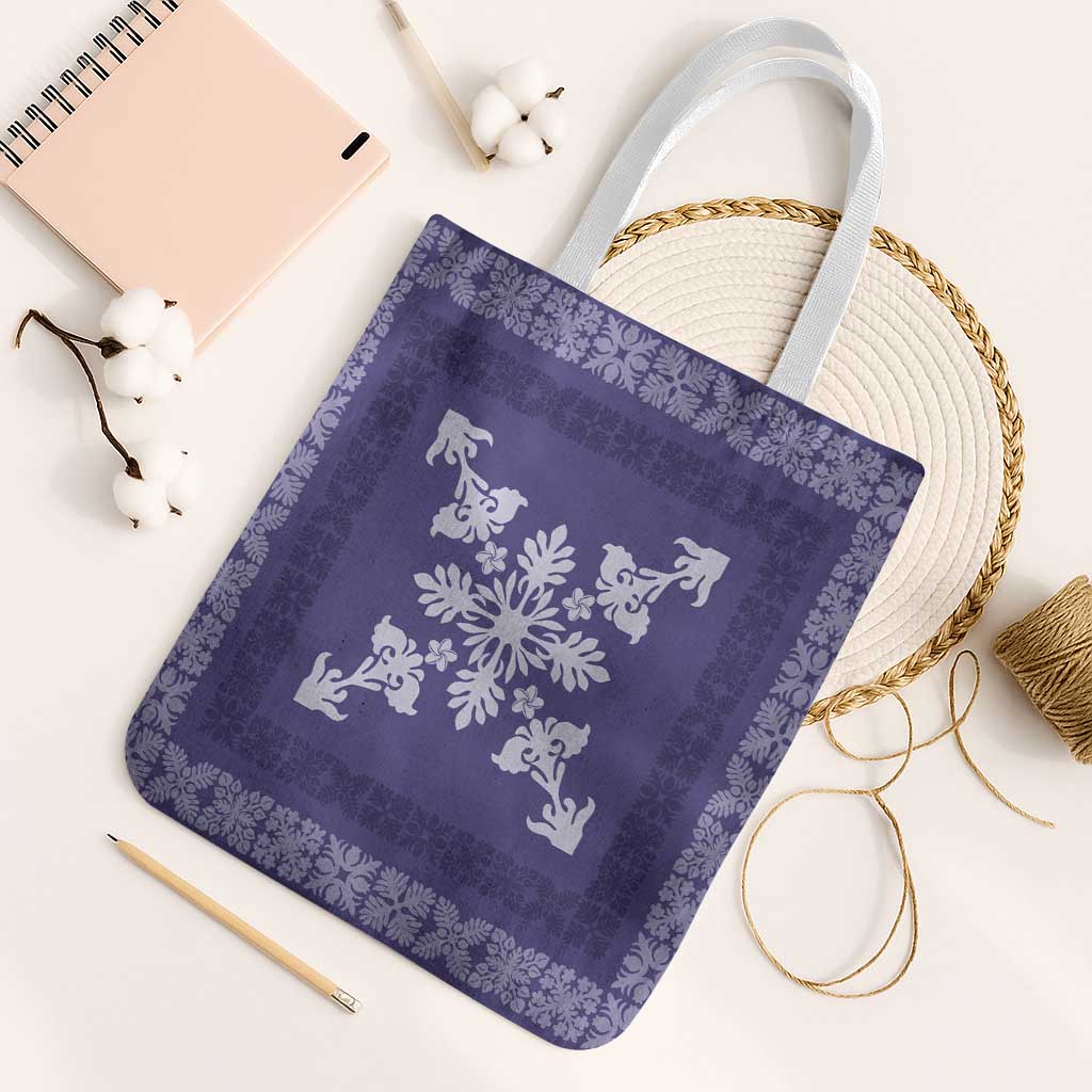 Hawaiian Quilt Block Design Tote Bag Purple Hawaii Culture Motifs - Polynesian Pride