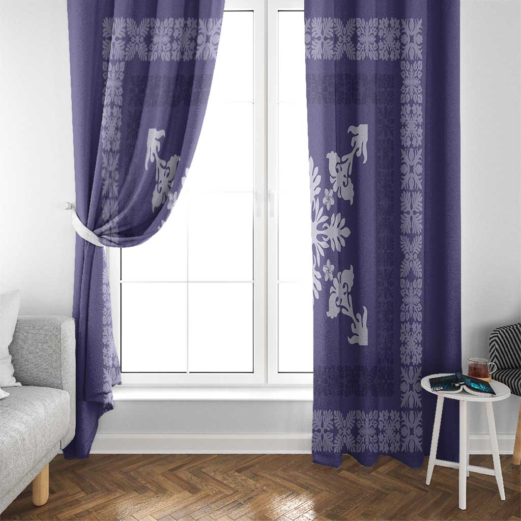 Hawaiian Quilt Block Design Window Curtain Purple Hawaii Culture Motifs - Polynesian Pride