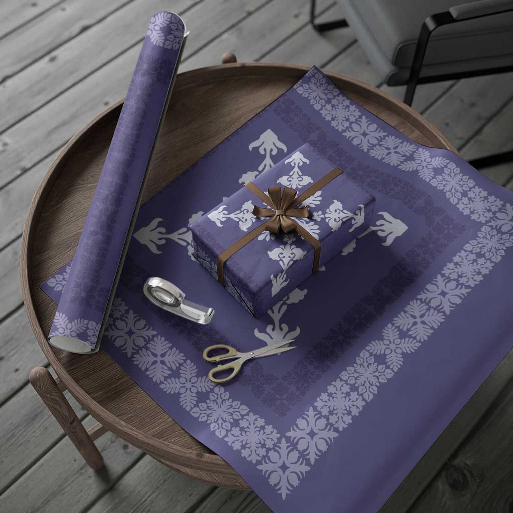Hawaiian Quilt Block Design Wrapping Paper Purple Hawaii Culture Motifs - Polynesian Pride
