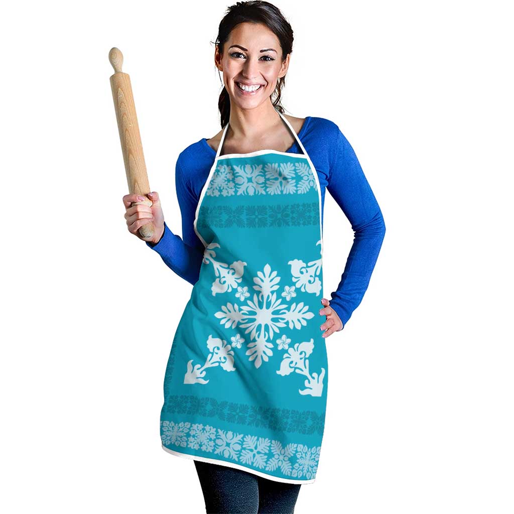 Hawaiian Quilt Block Design Apron Teal Hawaii Culture Motifs - Polynesian Pride