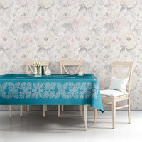 Hawaiian Quilt Block Design Tablecloth Teal Hawaii Culture Motifs - Polynesian Pride