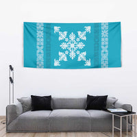 Hawaiian Quilt Block Design Tapestry Teal Hawaii Culture Motifs LT9 - Polynesian Pride