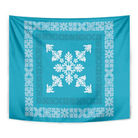 Hawaiian Quilt Block Design Tapestry Teal Hawaii Culture Motifs LT9 - Polynesian Pride
