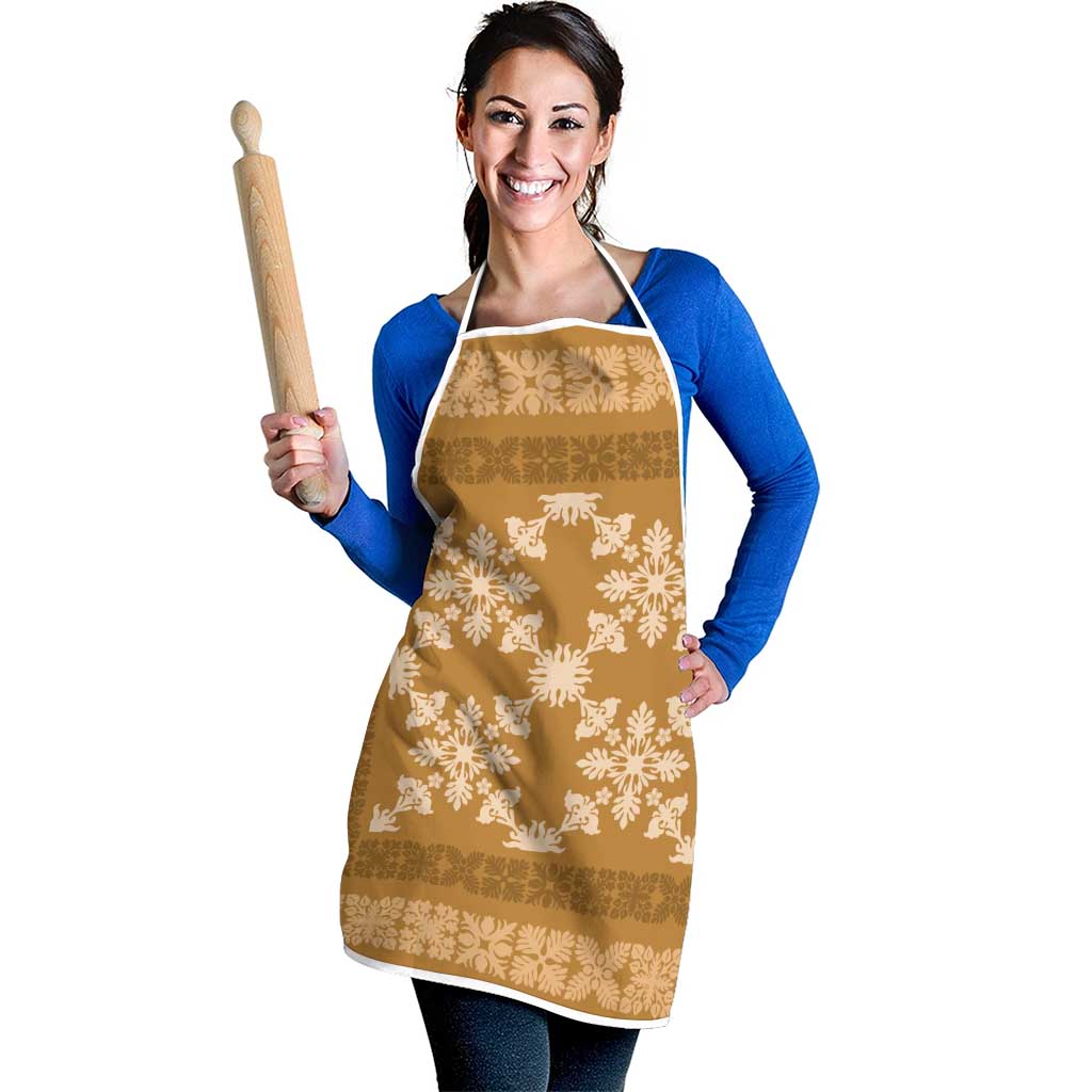 Hawaiian Quilt Pattern Apron Gold Hawaii Culture Tropical - Polynesian Pride