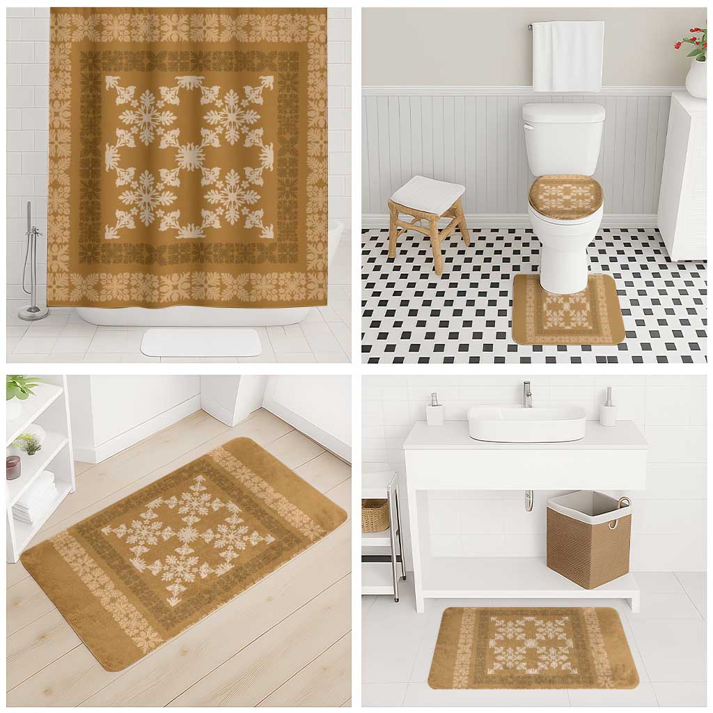 Hawaiian Quilt Pattern Bathroom Set Gold Hawaii Culture Tropical - Polynesian Pride