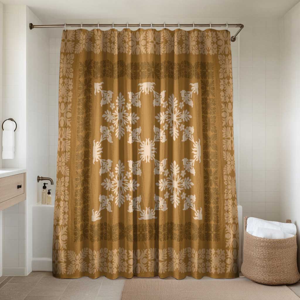 Hawaiian Quilt Pattern Bathroom Set Gold Hawaii Culture Tropical - Polynesian Pride