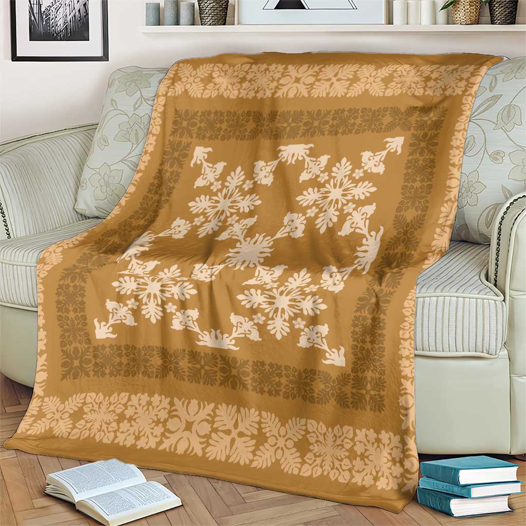 Hawaiian Quilt Pattern Blanket Gold Hawaii Culture Tropical - Polynesian Pride