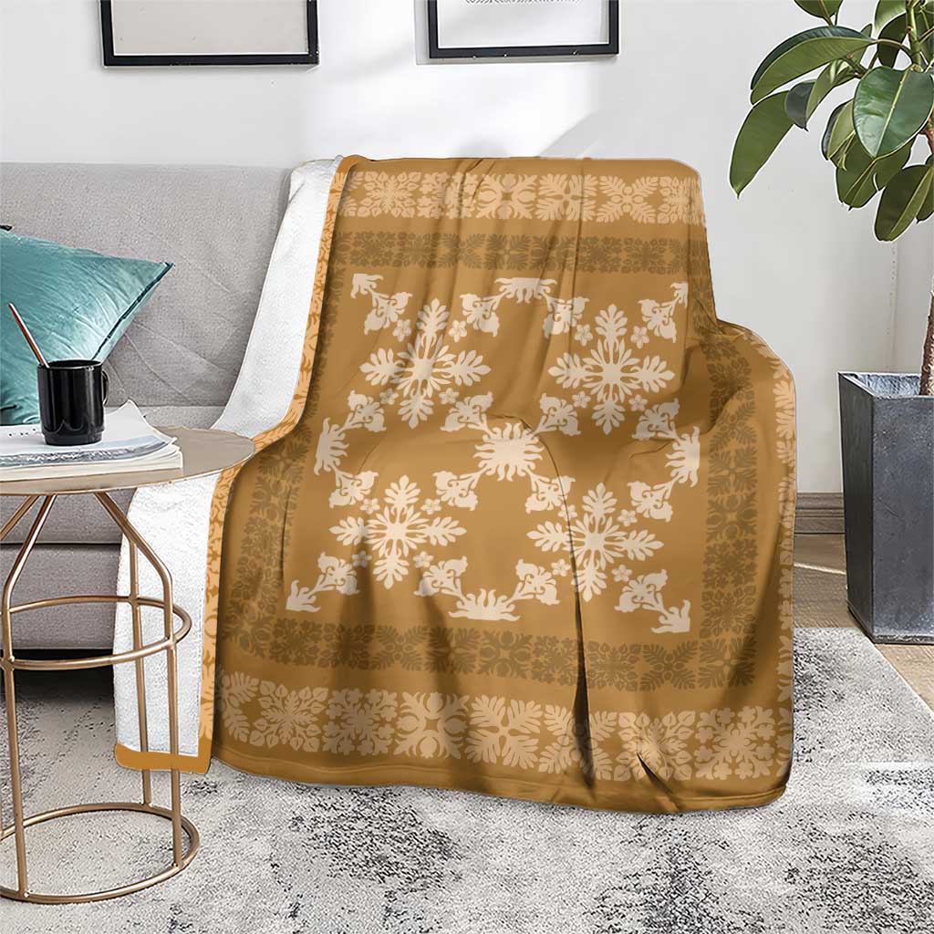 Hawaiian Quilt Pattern Blanket Gold Hawaii Culture Tropical - Polynesian Pride