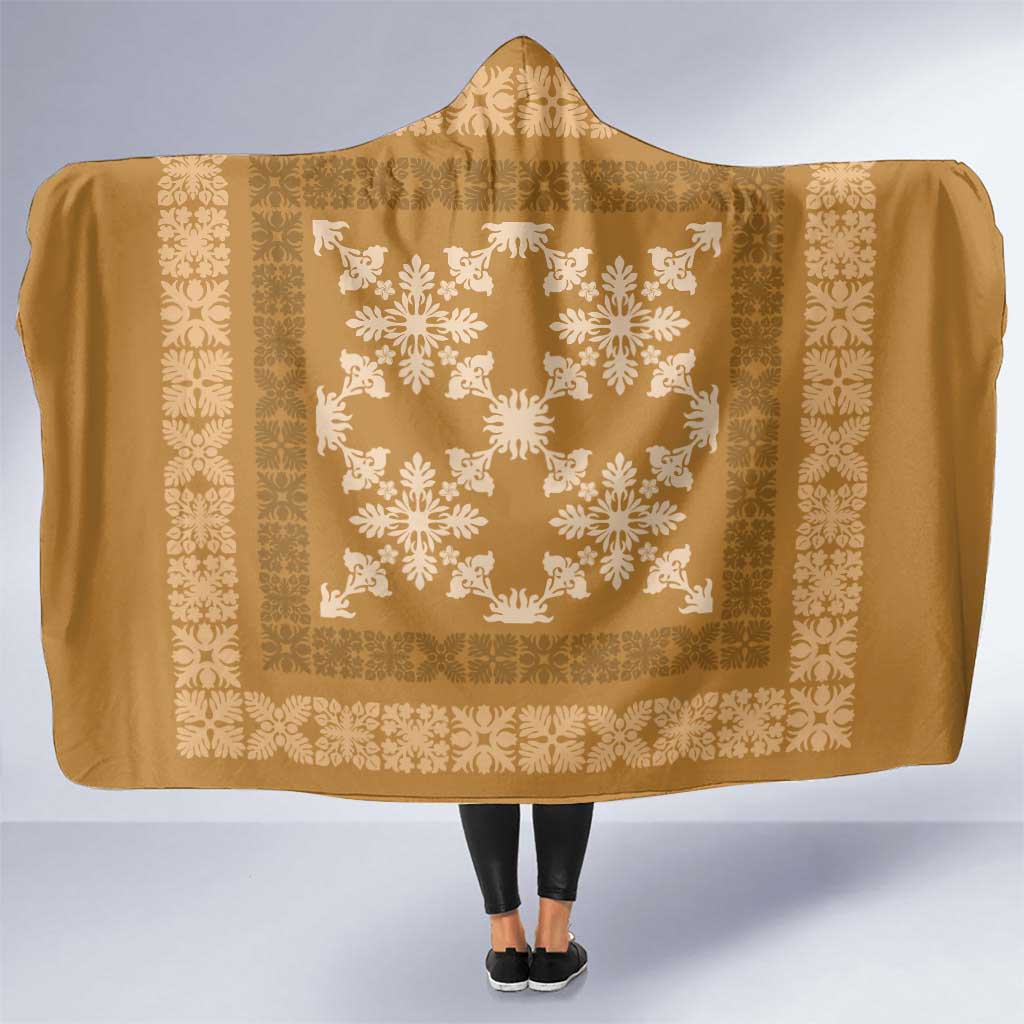 Hawaiian Quilt Pattern Hooded Blanket Gold Hawaii Culture Tropical LT9 One Size Gold - Polynesian Pride