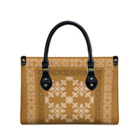 Hawaiian Quilt Pattern Leather Bag Gold Hawaii Culture Tropical - Polynesian Pride