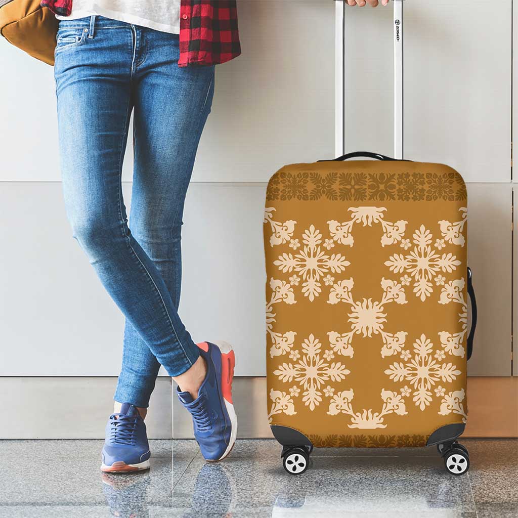 Hawaiian Quilt Pattern Luggage Cover Gold Hawaii Culture Tropical - Polynesian Pride
