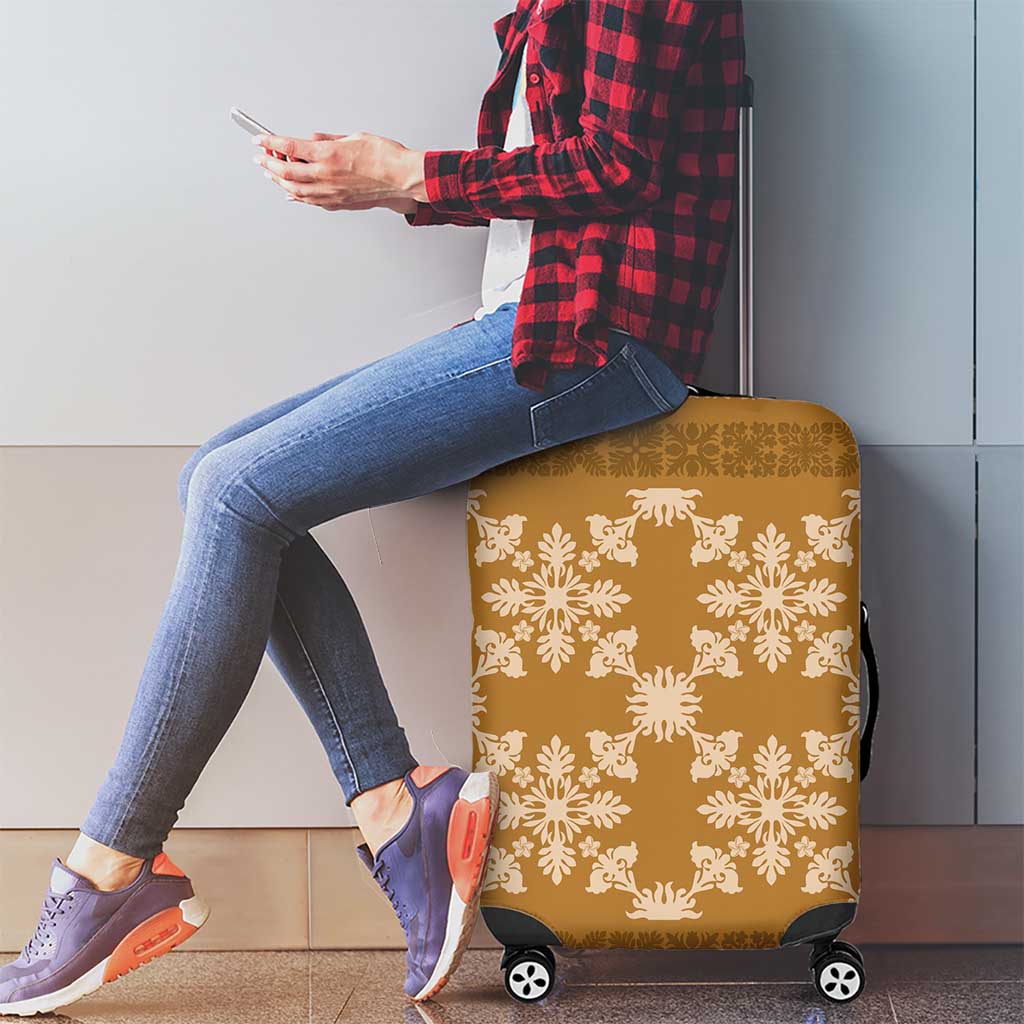 Hawaiian Quilt Pattern Luggage Cover Gold Hawaii Culture Tropical - Polynesian Pride