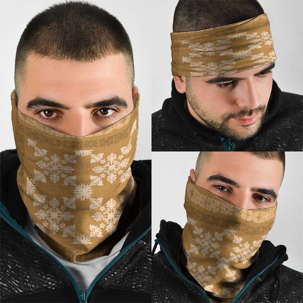 Hawaiian Quilt Pattern Neck Gaiter Gold Hawaii Culture Tropical - Polynesian Pride