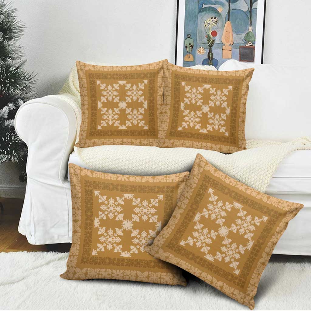 Hawaiian Quilt Pattern Pillow Cover Gold Hawaii Culture Tropical - Polynesian Pride