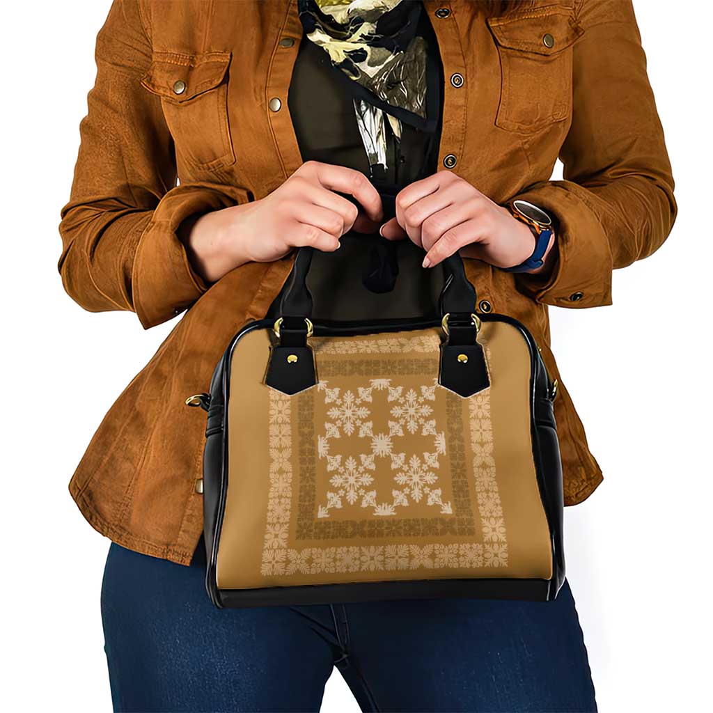Hawaiian Quilt Pattern Shoulder Handbag Gold Hawaii Culture Tropical - Polynesian Pride