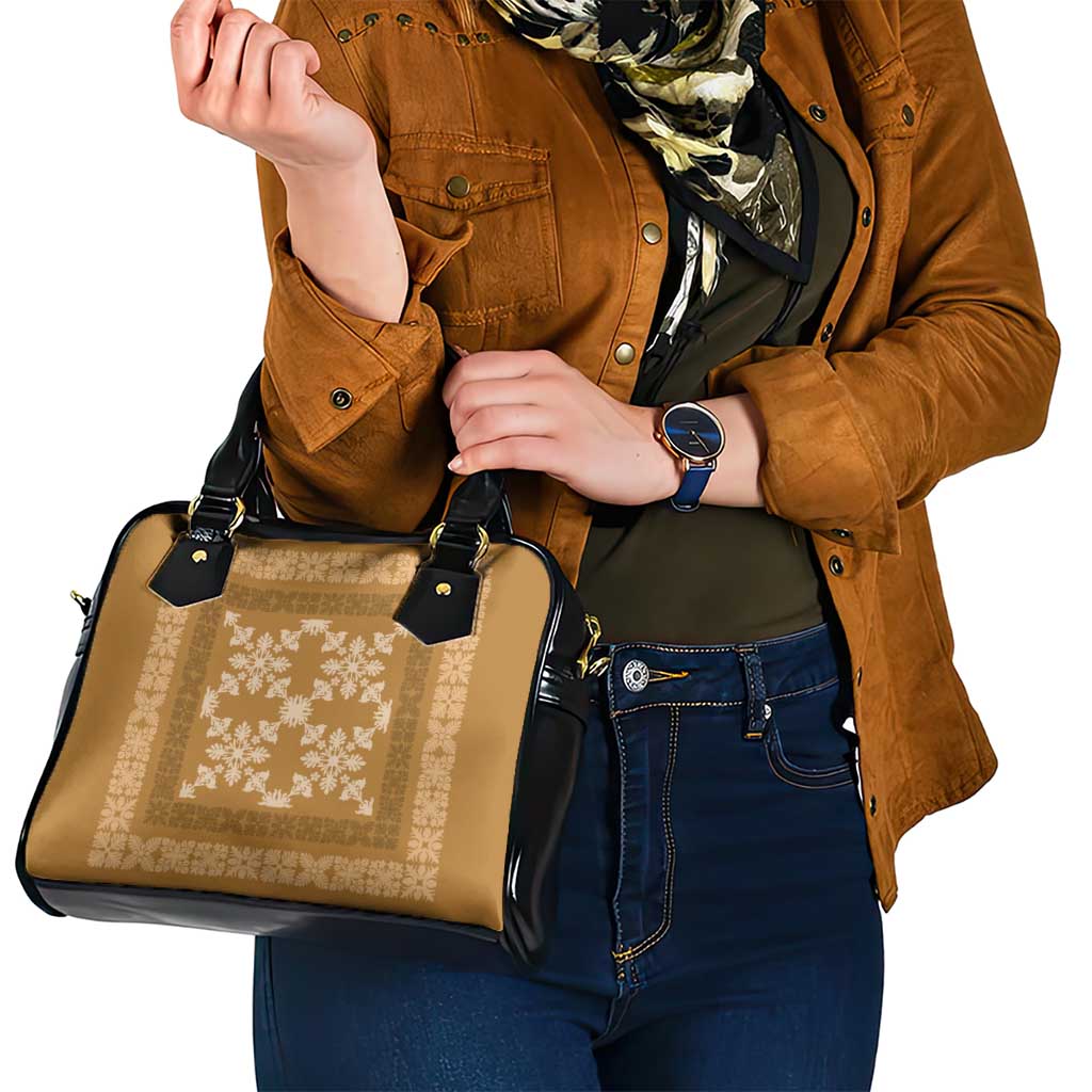 Hawaiian Quilt Pattern Shoulder Handbag Gold Hawaii Culture Tropical - Polynesian Pride