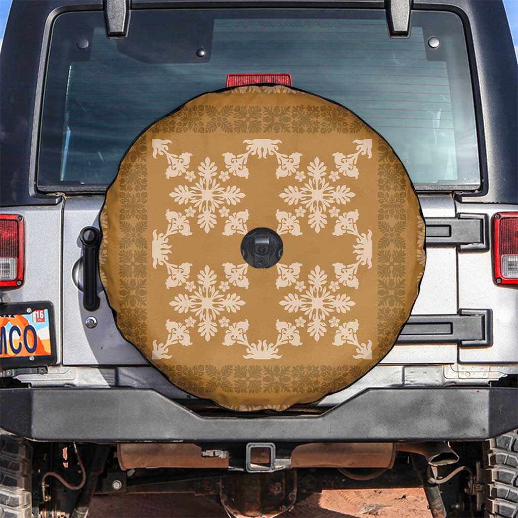 Hawaiian Quilt Pattern Spare Tire Cover Gold Hawaii Culture Tropical LT9 Gold - Polynesian Pride