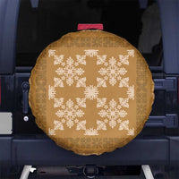 Hawaiian Quilt Pattern Spare Tire Cover Gold Hawaii Culture Tropical LT9 No hole Gold - Polynesian Pride
