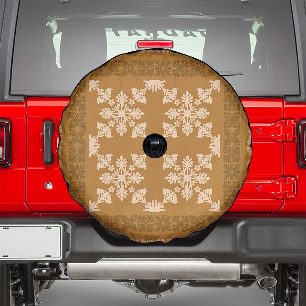 Hawaiian Quilt Pattern Spare Tire Cover Gold Hawaii Culture Tropical LT9 - Polynesian Pride
