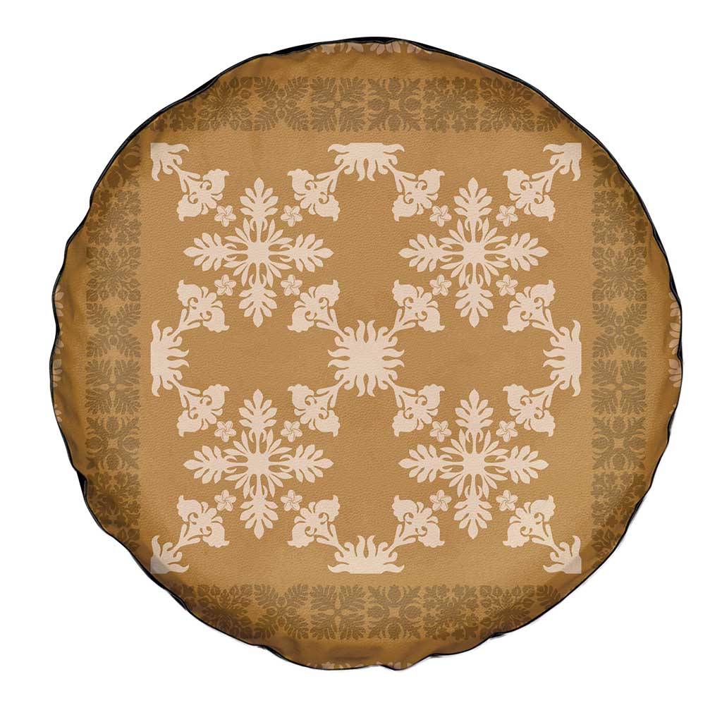 Hawaiian Quilt Pattern Spare Tire Cover Gold Hawaii Culture Tropical LT9 - Polynesian Pride