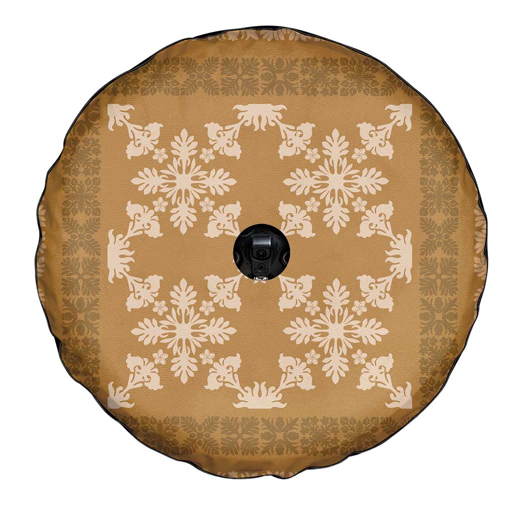 Hawaiian Quilt Pattern Spare Tire Cover Gold Hawaii Culture Tropical LT9 - Polynesian Pride