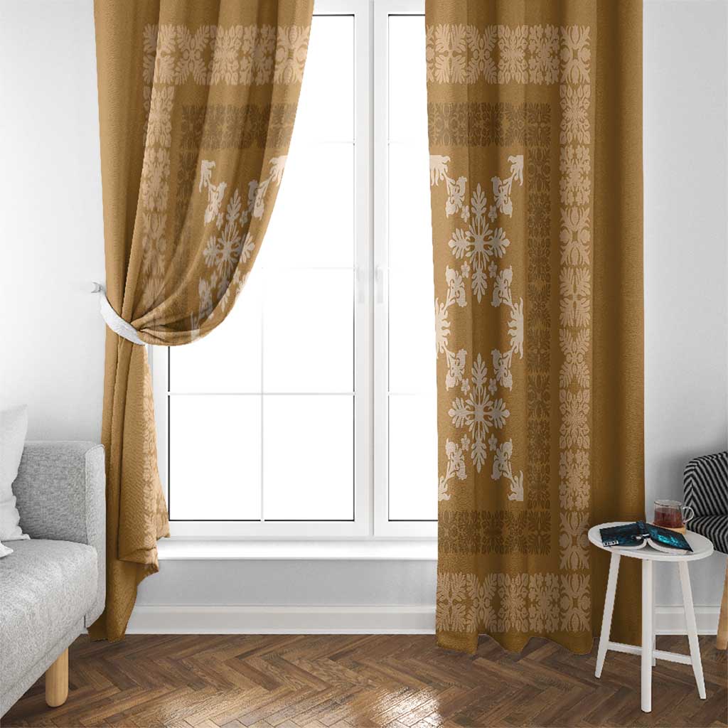 Hawaiian Quilt Pattern Window Curtain Gold Hawaii Culture Tropical - Polynesian Pride