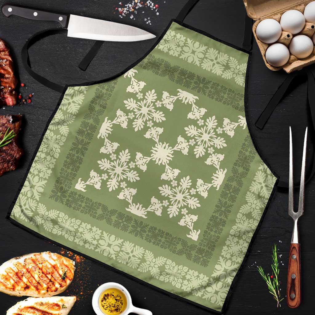 Hawaiian Quilt Pattern Apron Lime Hawaii Culture Tropical - Polynesian Pride