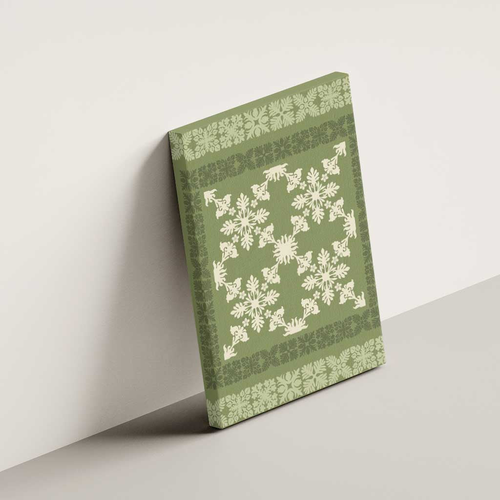 Hawaiian Quilt Pattern Canvas Wall Art Lime Hawaii Culture Tropical - Polynesian Pride