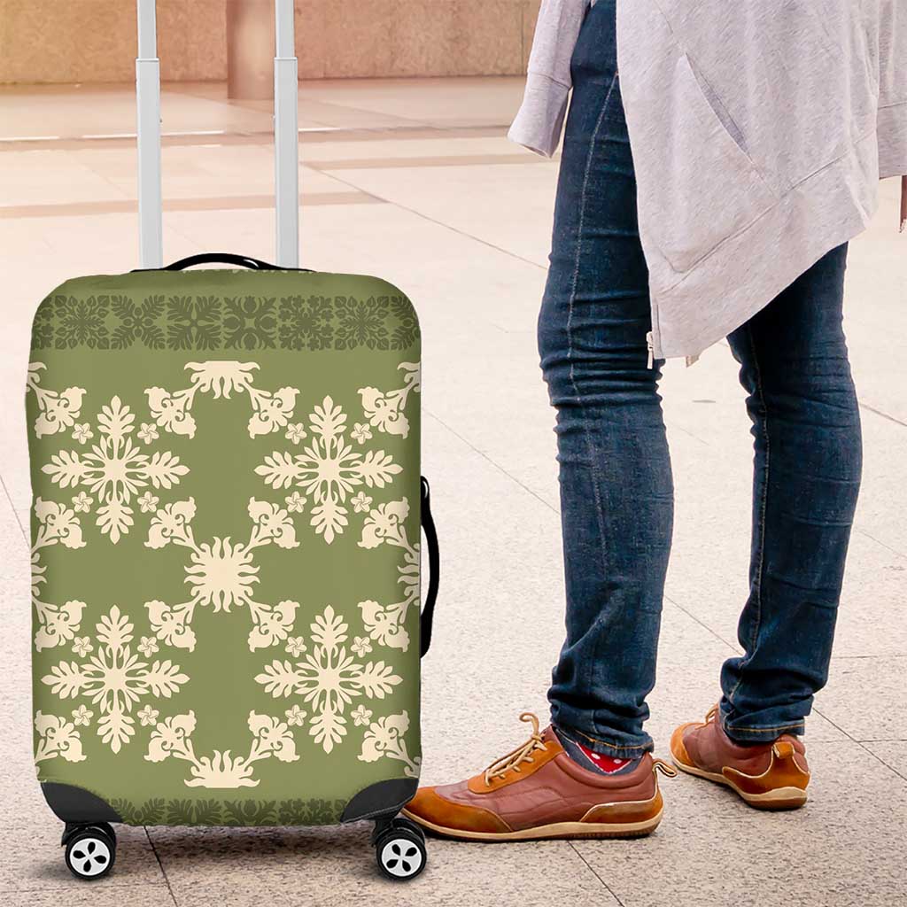 Hawaiian Quilt Pattern Luggage Cover Lime Hawaii Culture Tropical - Polynesian Pride