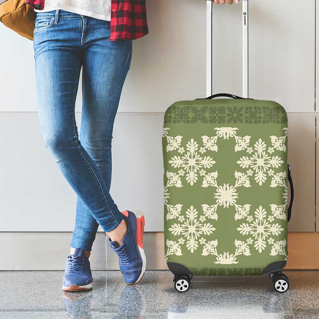Hawaiian Quilt Pattern Luggage Cover Lime Hawaii Culture Tropical - Polynesian Pride