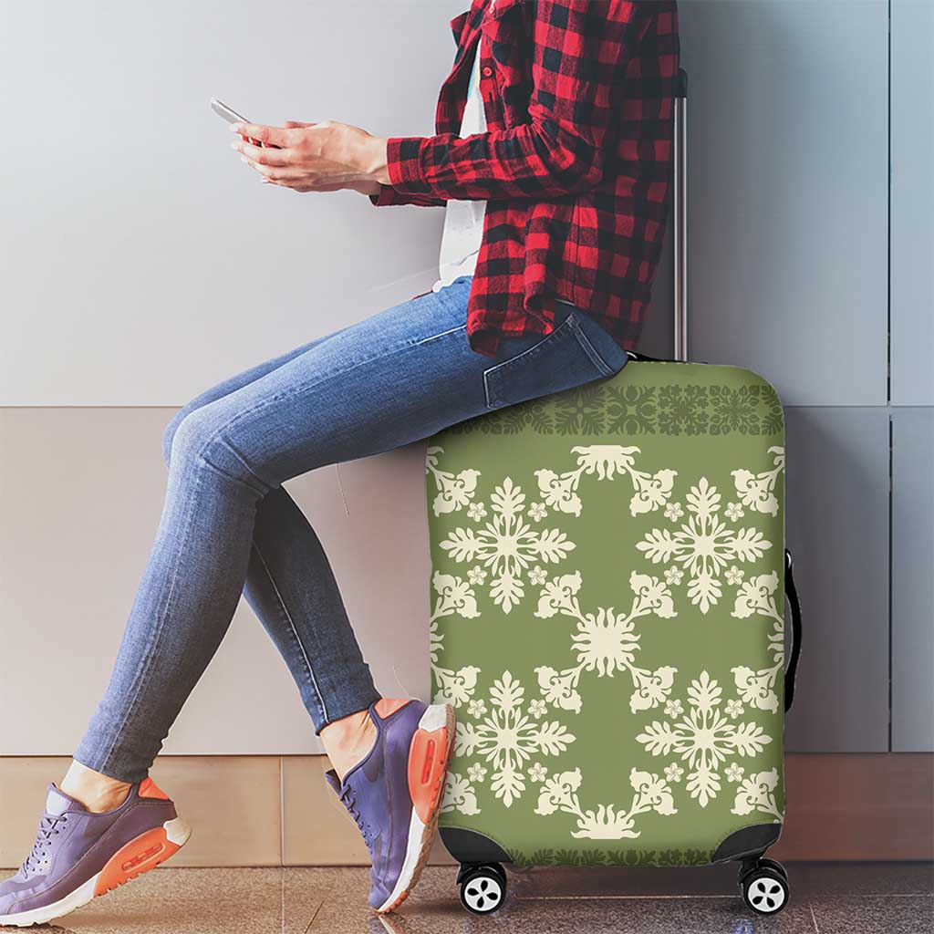 Hawaiian Quilt Pattern Luggage Cover Lime Hawaii Culture Tropical - Polynesian Pride